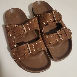 JustFab Brown Studded Sandals
